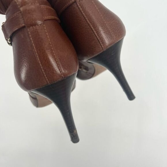 Coach Salene brown leather boots shoes size 7.5 4 inch heels - Picture 12 of 16